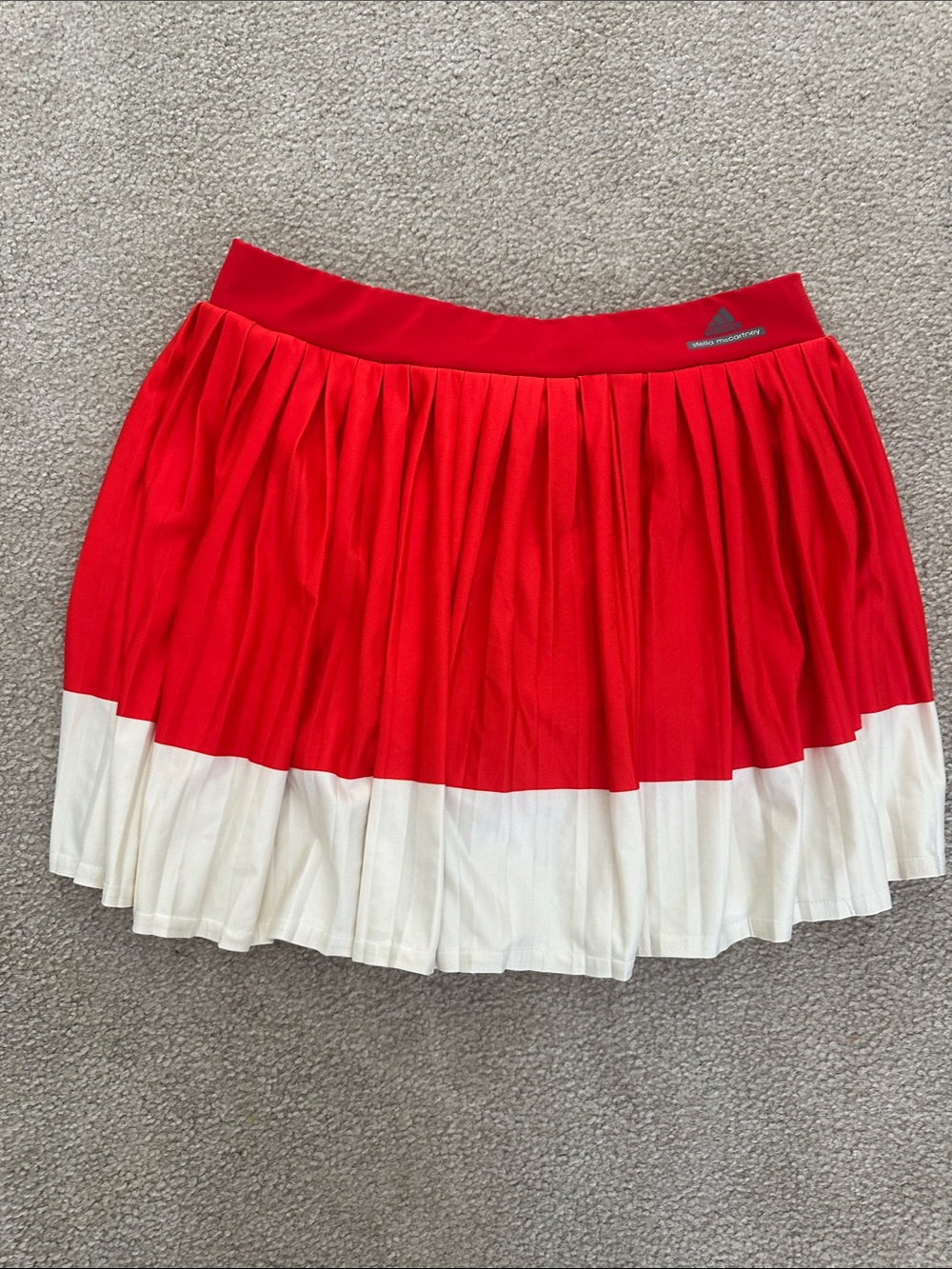 adidas Stella MaCartney Red and White Pleated Tennis Skirt